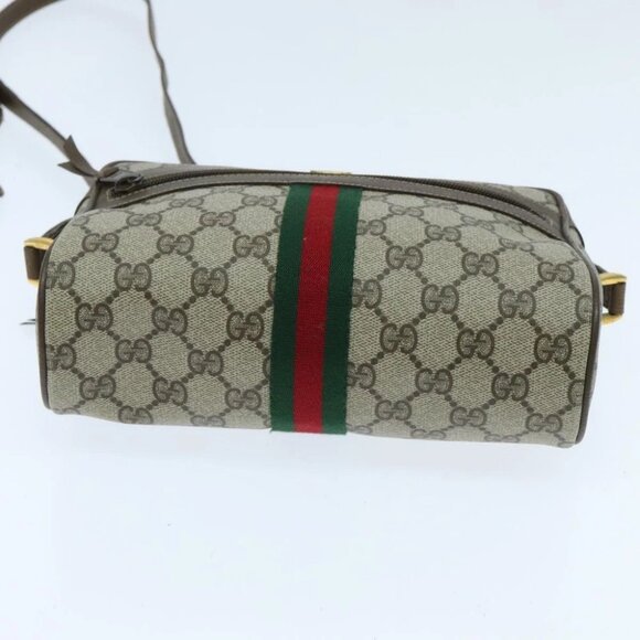 GUCCI GG Supreme Web Sherry Line Shoulder Bag PVC Beige Red - Picture 6 of 16
